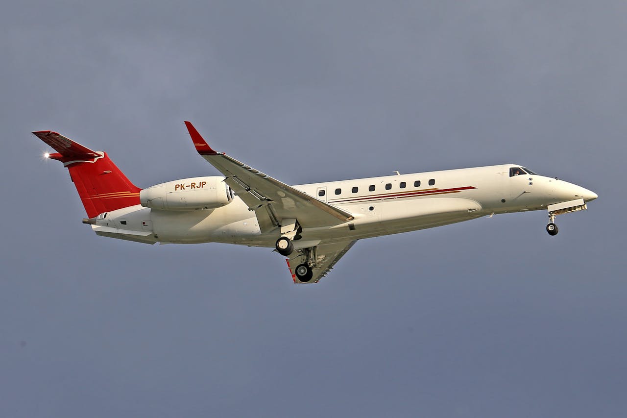 portfolio-08 Close-up view of a private jet in flight against a clear sky, capturing aviation elegance.